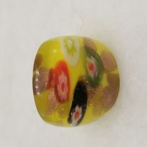 Murano Style Glass Millefiori Flowered Multicolored Dome Cocktail Ring US Seller